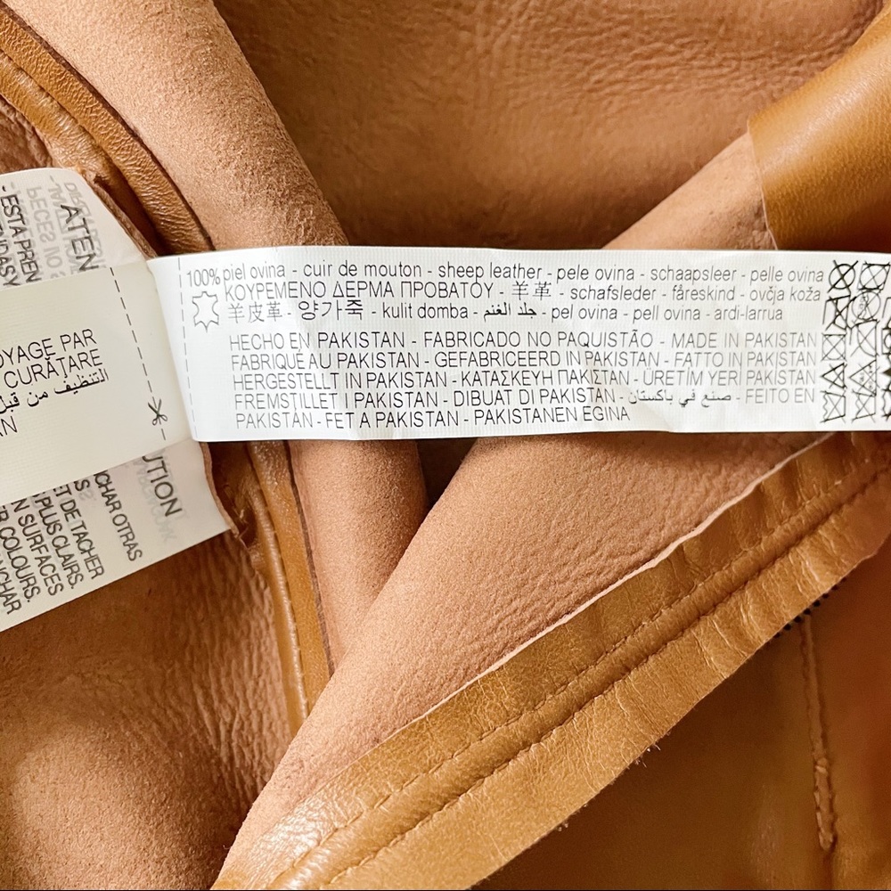 Zara Real Leather Mini Skirt - Mid Camel Size S - Picture 7 of 7